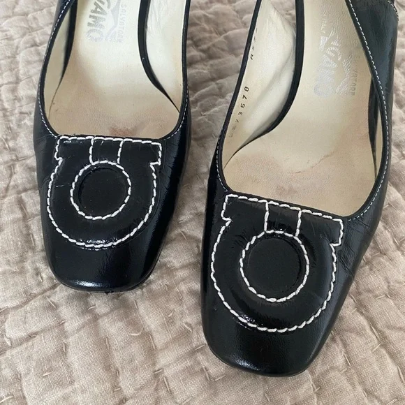 Salvatore Ferragamo patent sling back pump size 7.5